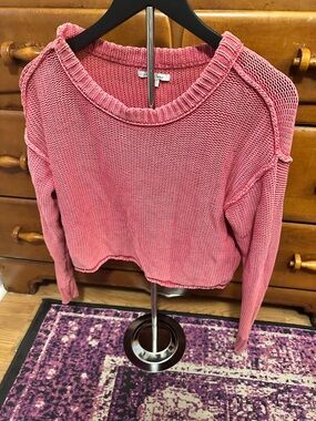 AE Women's Cropped Knit Sweater - Pink